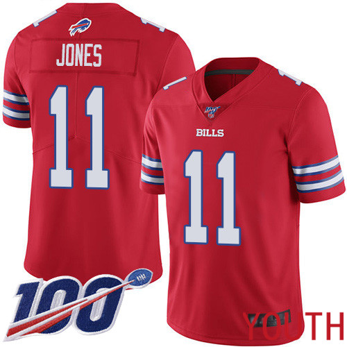 Youth Buffalo Bills #11 Zay Jones Limited Red Rush Vapor Untouchable 100th Season NFL Jersey->youth nfl jersey->Youth Jersey